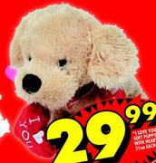 "I Love You" Soft Puppy With Hearts-21cm