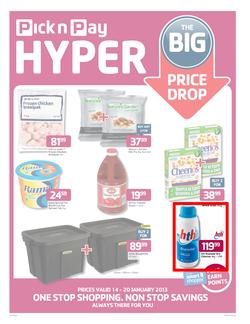 Pick n Pay Hyper Gauteng, North West & Free State (14 Jan - 20 Jan 2013), page 1