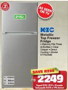 KIC Metallic Top Freezer Fridge-215Ltr(KTF523ME)