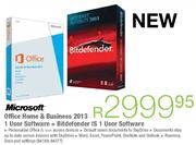 Microsoft Office Home & Business 2013 1 User Software + Bitdefender IS 1 User Software
