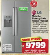 LG Metallic Side-By-Side Fridge Freezer-506ltr