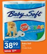 Baby Soft 2-Ply 9 Toilet Rolls-Per Pack