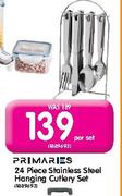 Primaries 24 Piece Stainless Steel Hanging Cutlery Set-Each