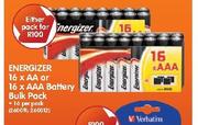 Energizer 16 x AA Or 16 x AAA Battery Bulk Pack-16 Per Pack