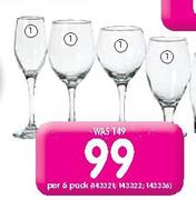 Libbey Arbor Flute, White, Red Wine Or Belgion Beer Glasses-Per 6 Pack