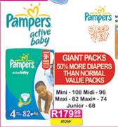 Pampers Active Baby Maxi+ -74 Each