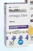 Clicks Healthbasics Omega 3 & 6-30 Softgels