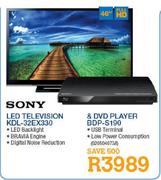 Sony LED Television (KDL-32EX330) & DVD Player (BDP-S190)