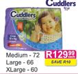Cuddlers Medium-72's/Large-66's/X Large-60's Each