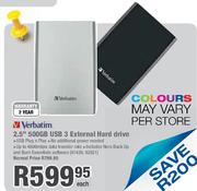 Verbatim 2.5" 500GB USB 3 External Hard Drive