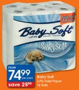 Baby Soft 2 ply toilet paper - 18 rolls (per pack)