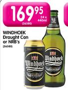 Windhoek Draught Can or NRB's-24 x 440ml