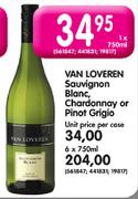 Van Loveren Sauvignon Blanc, Chardonnay or Pinot Grigio-6 x 750ml