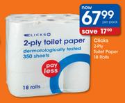 Clicks 2-Ply Toilet Paper Rolls-18's Per Pack