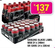 Carling Black Label NRB-24 x 330ml Or Cans-24 x 330ml-Per Pack