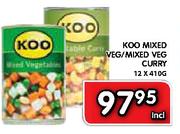 Koo Mixed Veg/Mixed Veg Curry-12x410g