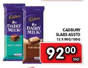 Cadbury Slabs Asstd-12x90g/100g