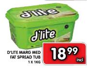 D'Lite Marg Med Fat Spread Tub-1x1kg