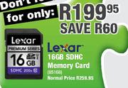 Lexar SDHC Memory Card-16GB