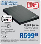 Seagate 2.5" 500GB Black Super Slim External Hard Drive