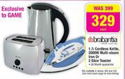 Brabantia 1.7ltr Cordless Kettle, 2000W Multi-Steam Iron Or 2 Slice Toaster Each