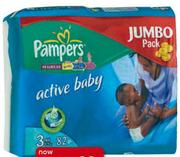 Pampers Active Baby Jumbo Pack Disposable Nappies