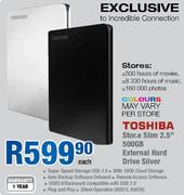 Toshiba Store Slim 2.5" 500GB External Hard Drive Silver-Each