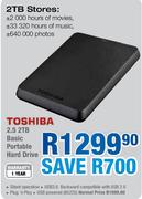 Toshiba 2.5 Basic Portable Hard Drive-2TB