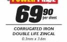 Corrugated Iron Double Life Zincal(0.3mmx3.6m)-Per Sheet