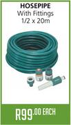 Hosepipe With Fittings-1/2 x 20m Each
