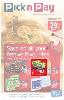 Pick n Pay Eastern Cape- Save On All Your Festive Favourites (5 Nov- 17 Nov), page 1