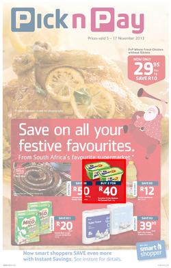 Pick n Pay Eastern Cape- Save On All Your Festive Favourites (5 Nov- 17 Nov), page 1
