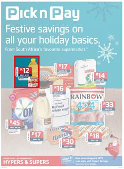 Pick n Pay Western Cape- Festive Savings On All Your Holiday Basics (5 Nov- 17 Nov), page 1