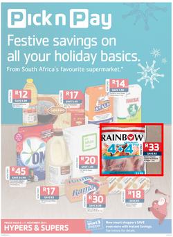 Pick n Pay KwaZulu-Natal - Festive Savings On All Your Holiday Basics (5 Nov- 17 Nov), page 1
