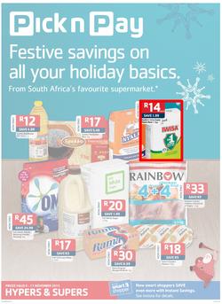 Pick n Pay KwaZulu-Natal - Festive Savings On All Your Holiday Basics (5 Nov- 17 Nov), page 1
