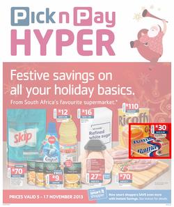 Pick n Pay Western Cape- Festive Savings On All Your Holiday Basics (5 Nov- 17 Nov), page 1