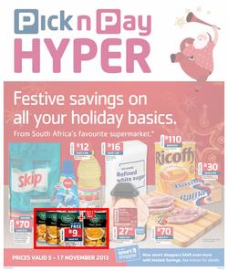 Pick n Pay Western Cape- Festive Savings On All Your Holiday Basics (5 Nov- 17 Nov), page 1