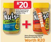 Nutso Peanut Soya Spread Smooth Or Crunchy 500G+ Smooth Or Crunchy-500G Each
