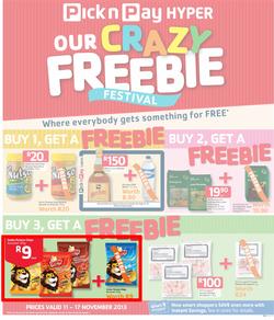 Pick n Pay Hyper: Our Crazy Freebie ( 11 Nov - 17 Nov ), page 1