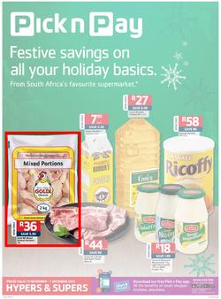 Pick n Pay Western Cape : Festive savings on your holiday basics (19 Nov- 01 Dec 2013), page 1