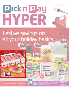 Pick n Pay Hyper: Festive All Your Holiday Basics ( 19 Nov - 01 Dec 2013), page 1