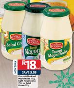 Crosse & Blackwell Mayonnaise 750G, Light Mayonnaise 790G Or Salad Cream-790G Each