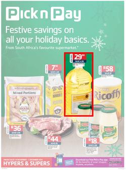 Pick n Pay Gauteng - Festive Savings On All Your Holiday Basics (19 Nov- 01 Dec 2013), page 1