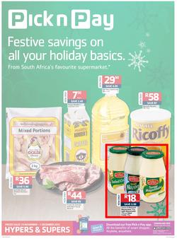 Pick n Pay Gauteng - Festive Savings On All Your Holiday Basics (19 Nov- 01 Dec 2013), page 1