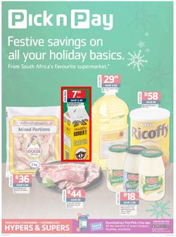 Pick n Pay Gauteng - Festive Savings On All Your Holiday Basics (19 Nov- 01 Dec 2013), page 1