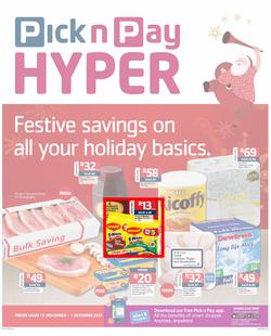Pick n Pay Hyper: Festive All Your Holiday Basics ( 19 Nov - 01 Dec 2013), page 1