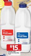 PnP Full Cream Or Low Fat Fresh Milk-2Ltr Each