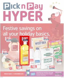 Pick n Pay Eastern Cape- Festive Savings On All Your Holiday Basics (03 Dec - 16 Dec 2013), page 1