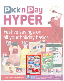 Pick n Pay Hyper: Festive Savings On All Your Holiday Basics ( 03 Dec - 16 Dec 2013), page 1