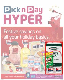 Pick n Pay Hyper: Festive Savings On All Your Holiday Basics ( 03 Dec - 16 Dec 2013), page 1